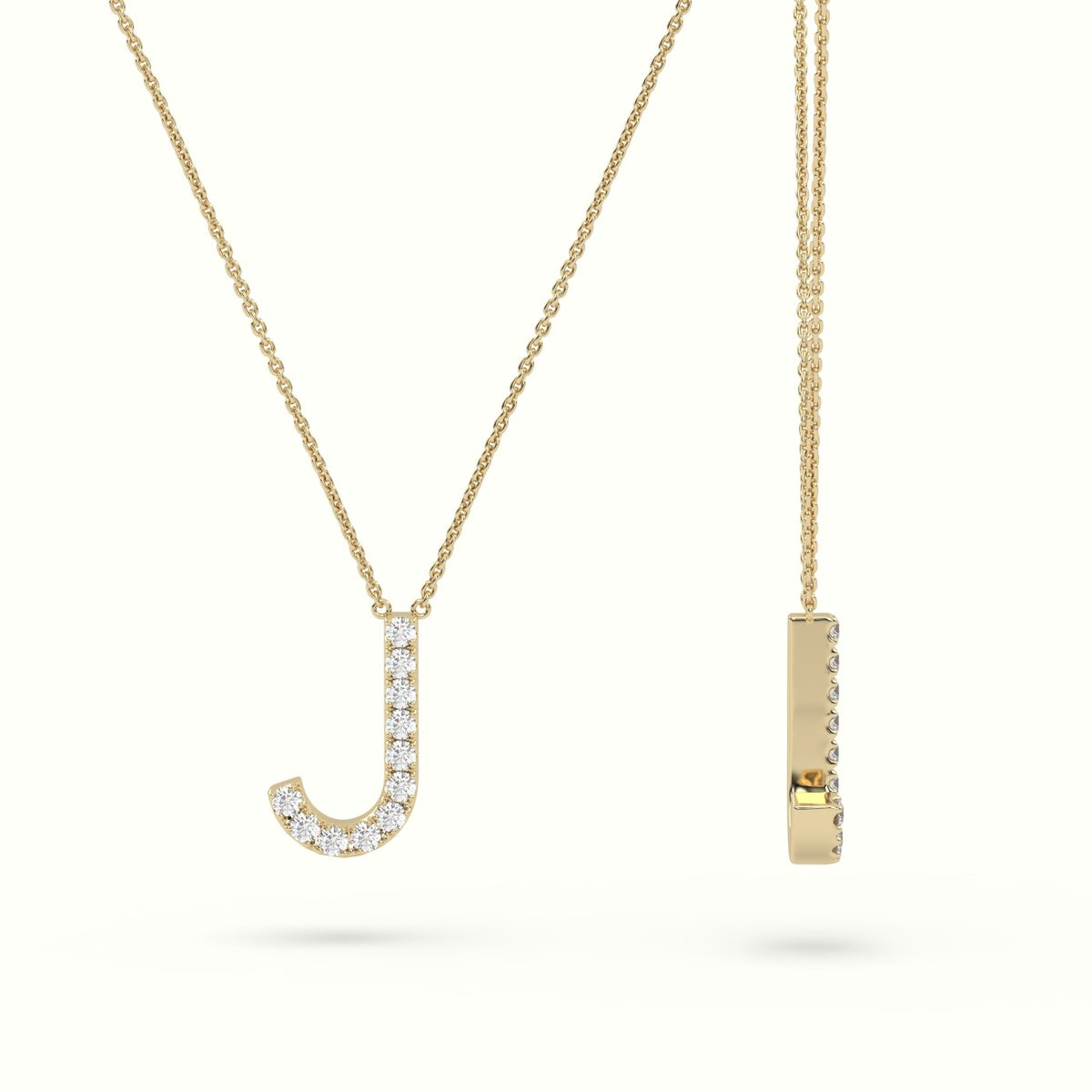 Initial "J" Diamond Necklace - 18k Gold — Yellow Gold