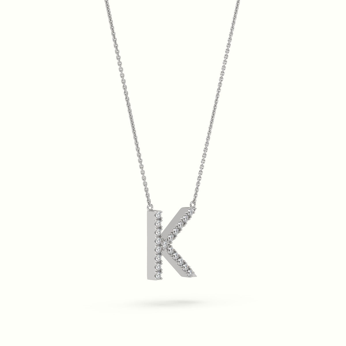 Initial "K" Diamond Necklace - 18k Gold — White Gold