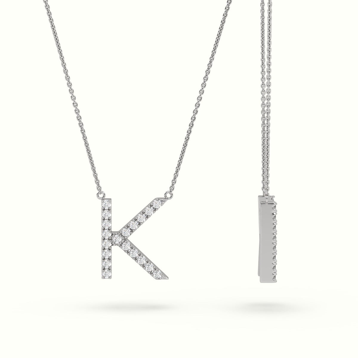 Initial "K" Diamond Necklace - 18k Gold — White Gold