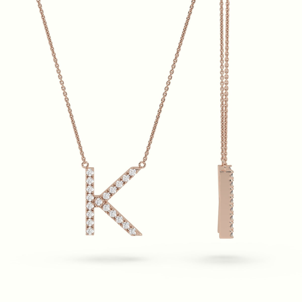 Initial "K" Diamond Necklace - 18k Gold — Rose Gold