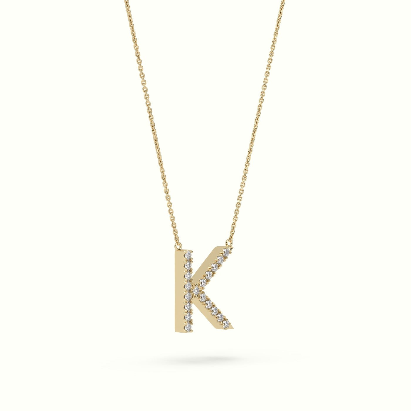 Initial "K" Diamond Necklace - 18k Gold — Yellow Gold