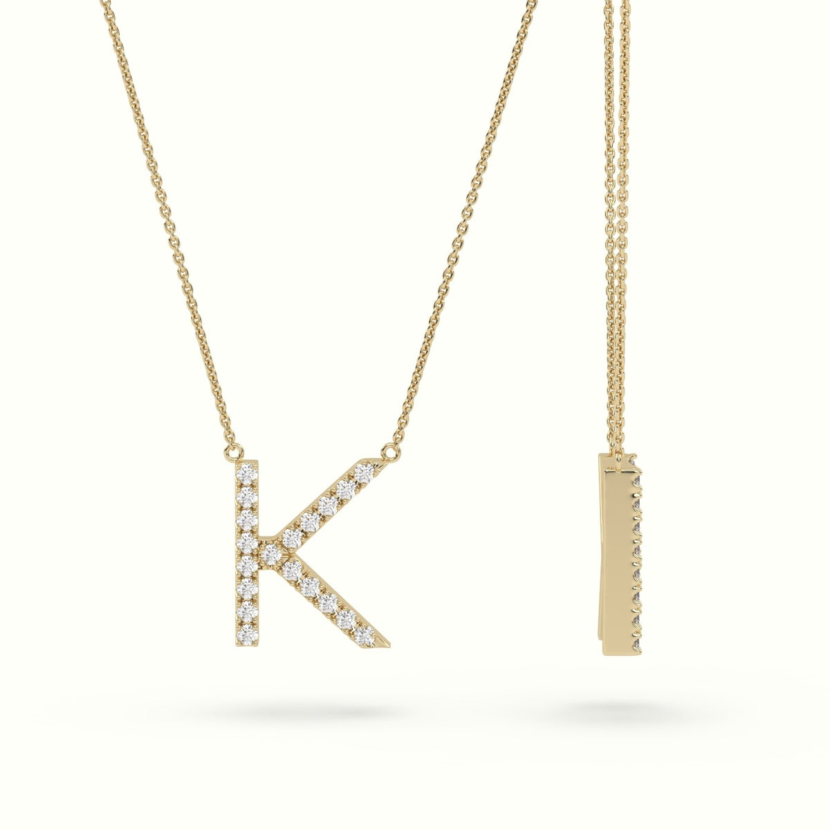Initial "K" Diamond Necklace - 18k Gold — Yellow Gold