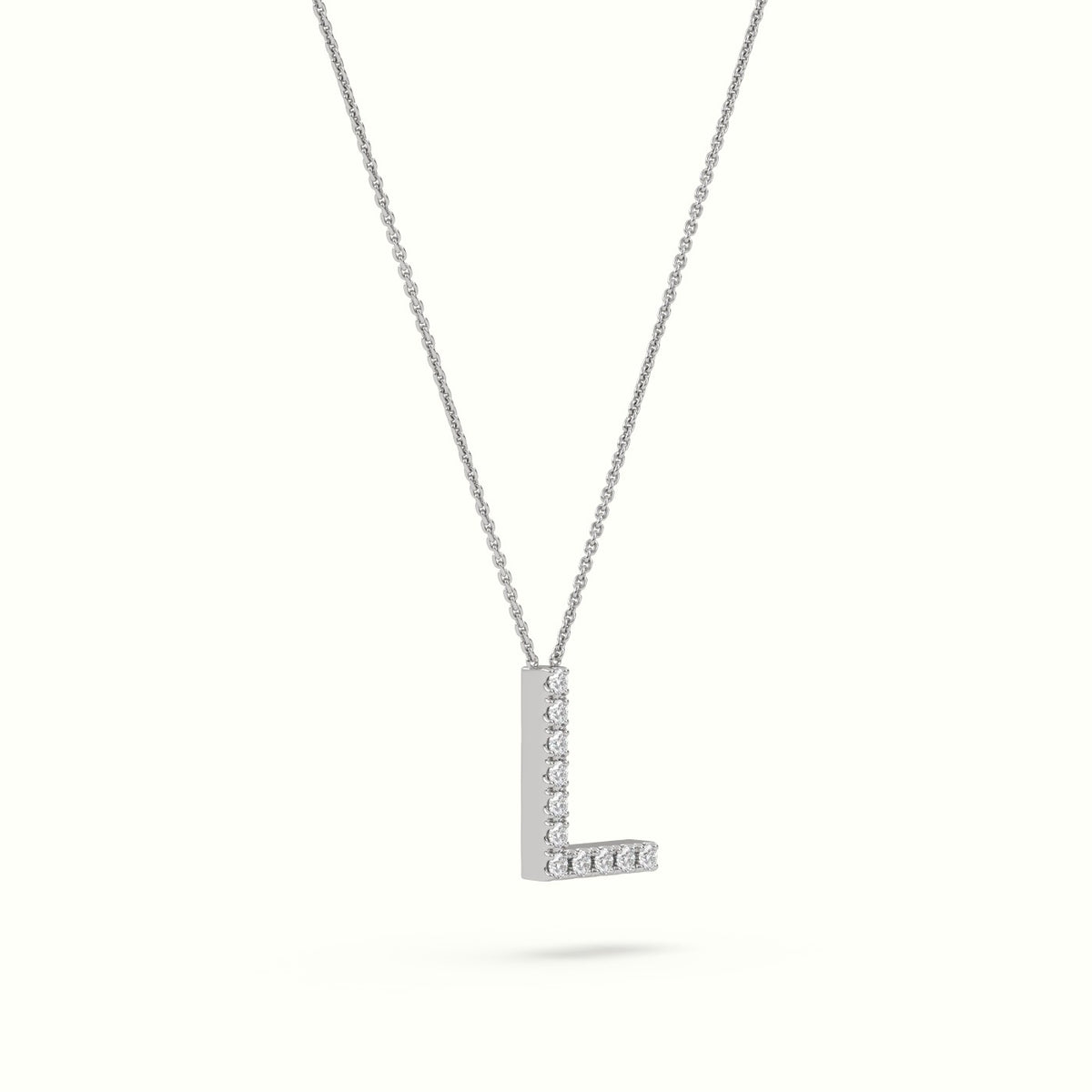 Initial "L" Diamond Necklace - 18k Gold — White Gold
