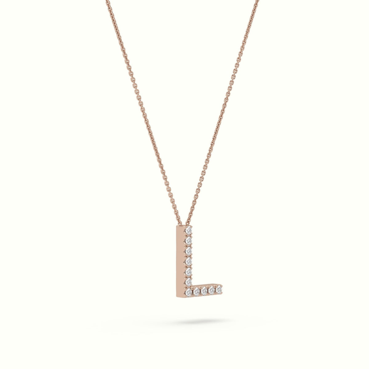 Initial "L" Diamond Necklace - 18k Gold — Rose Gold