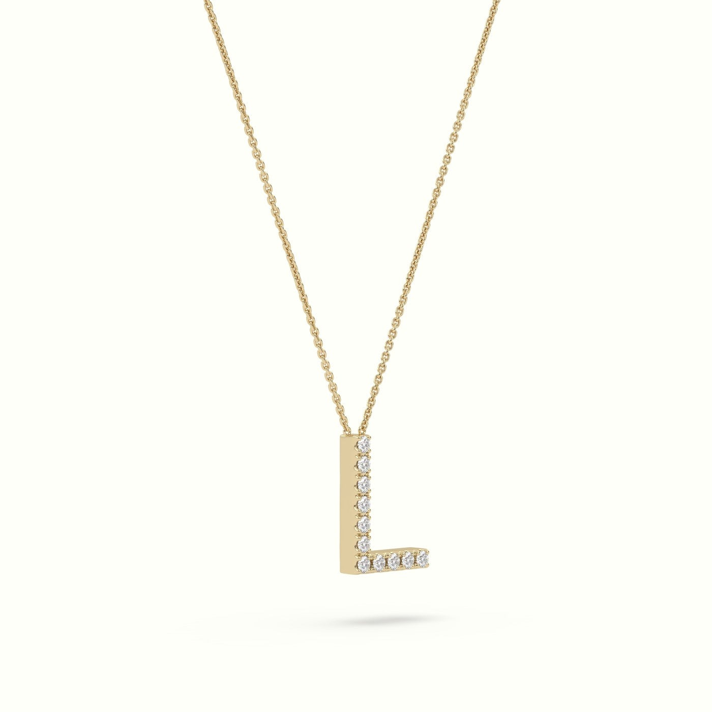 Initial "L" Diamond Necklace - 18k Gold — Yellow Gold