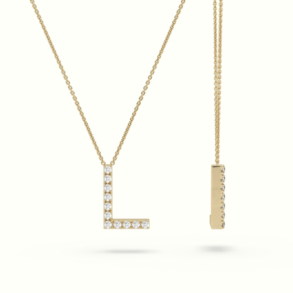 Initial "L" Diamond Necklace - 18k Gold — Yellow Gold