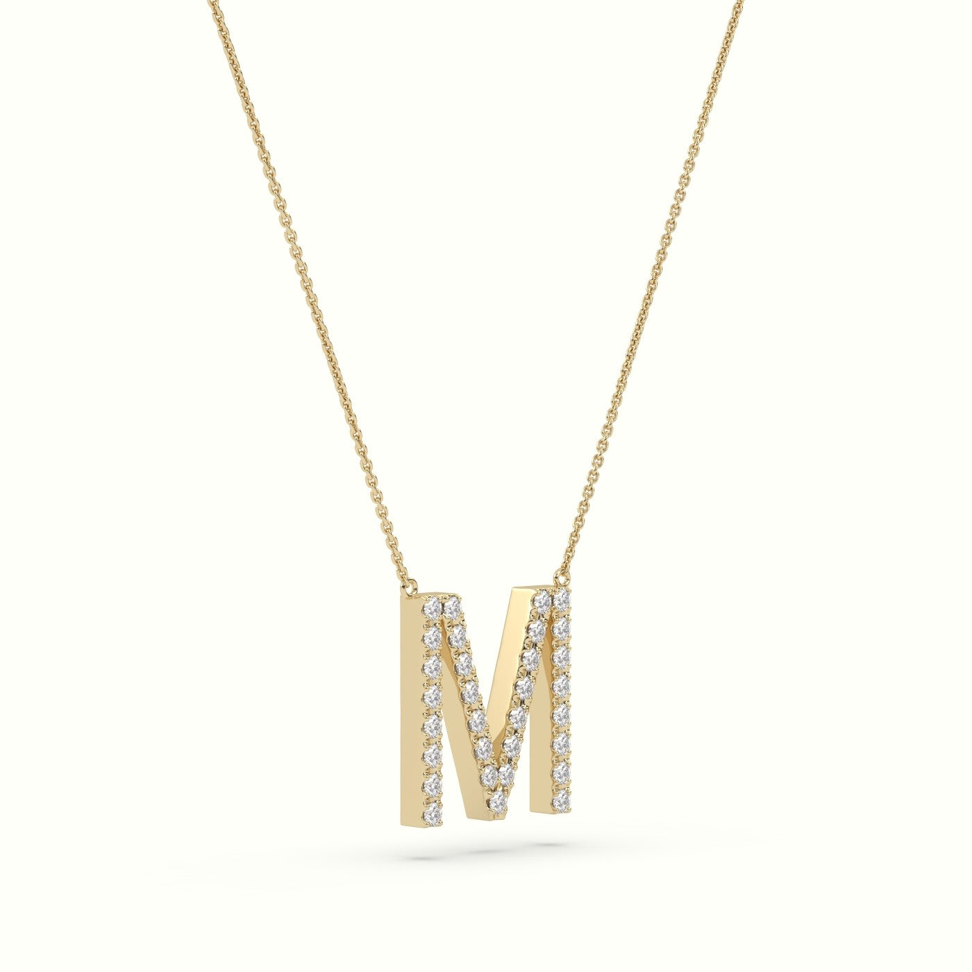 Initial "M" Diamond Necklace - 18k Gold — Yellow Gold