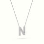 Initial "N" Diamond Necklace - 18k Gold — White Gold