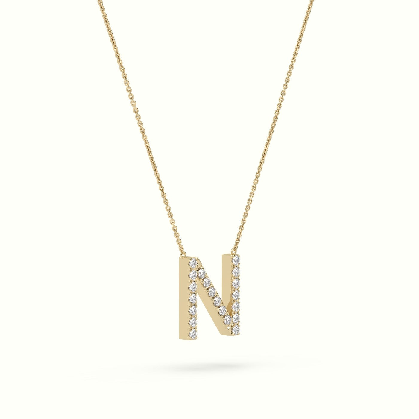 Initial "N" Diamond Necklace - 18k Gold — Yellow Gold
