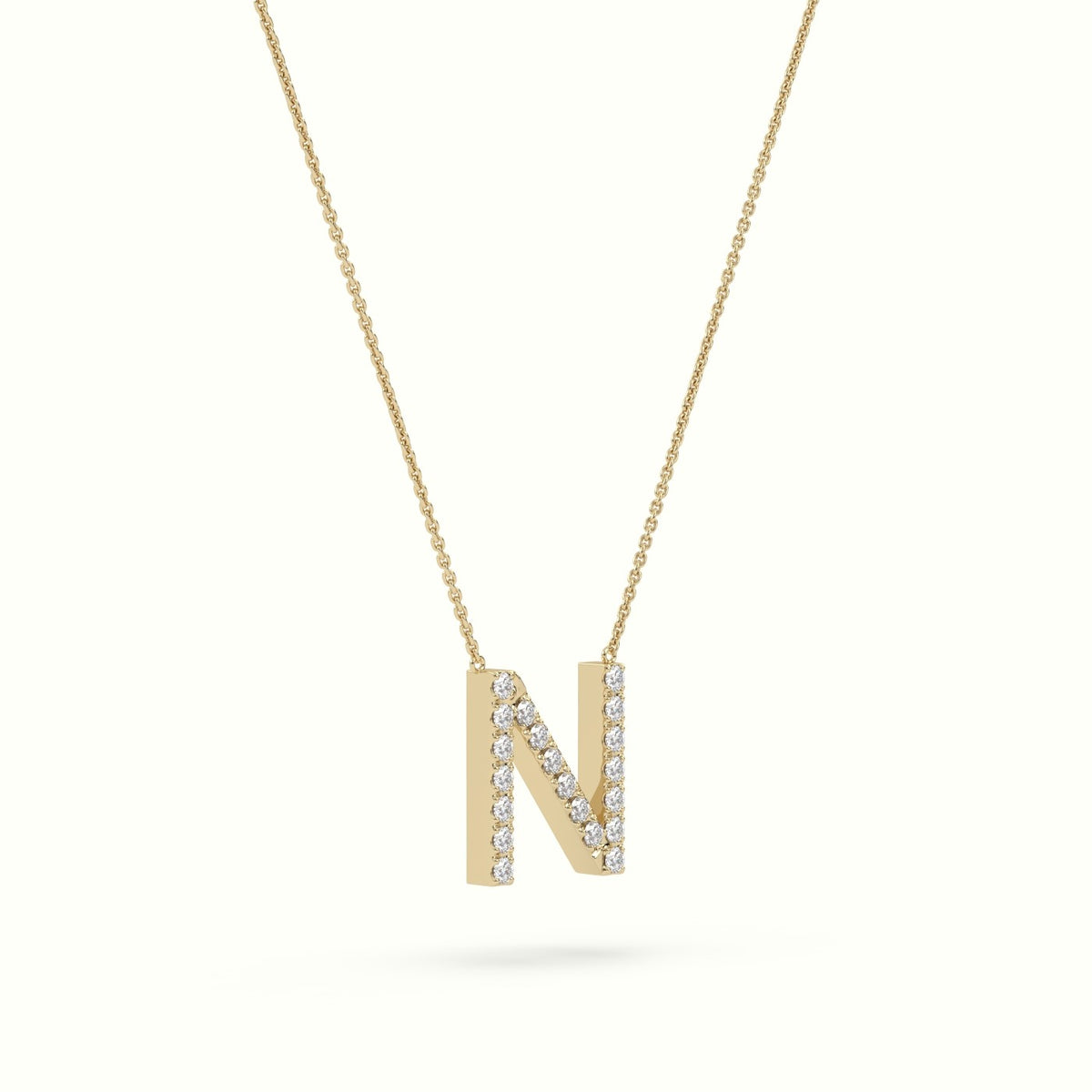 Initial "N" Diamond Necklace - 18k Gold — Yellow Gold