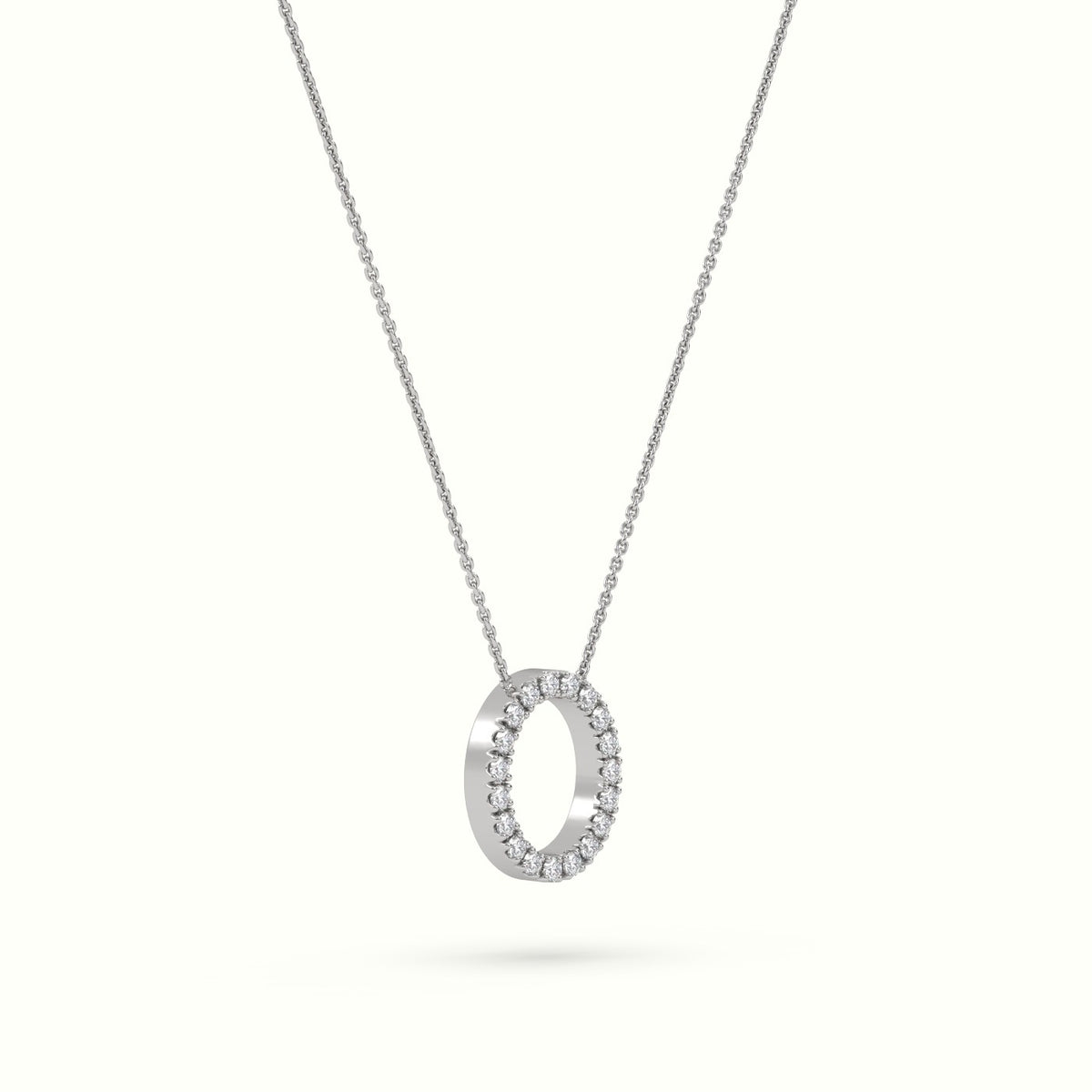 Initial "O" Diamond Necklace - 18k Gold — White Gold