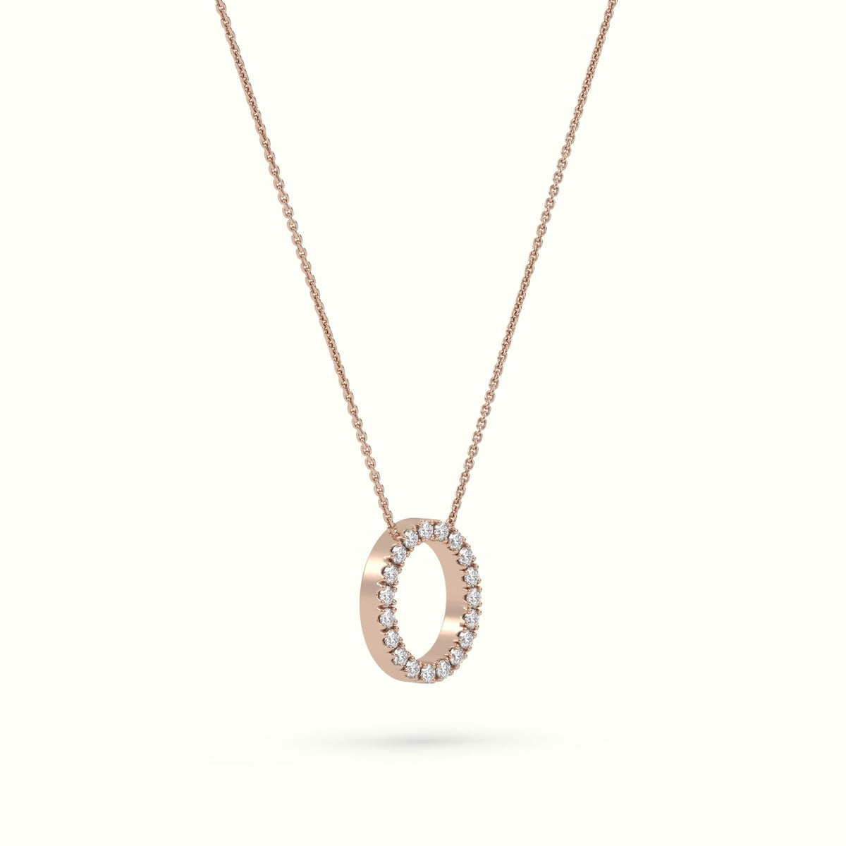 Initial "O" Diamond Necklace - 18k Gold — Rose Gold