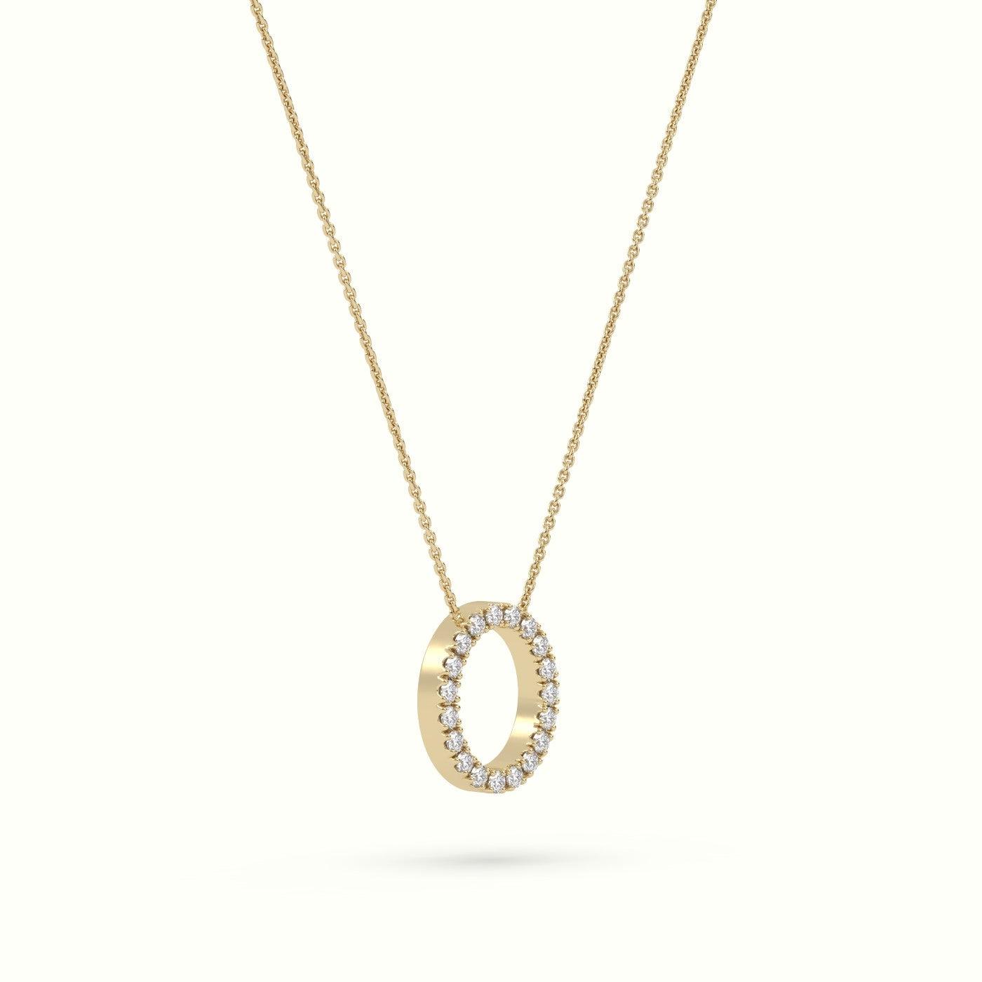 Initial "O" Diamond Necklace - 18k Gold — Yellow Gold