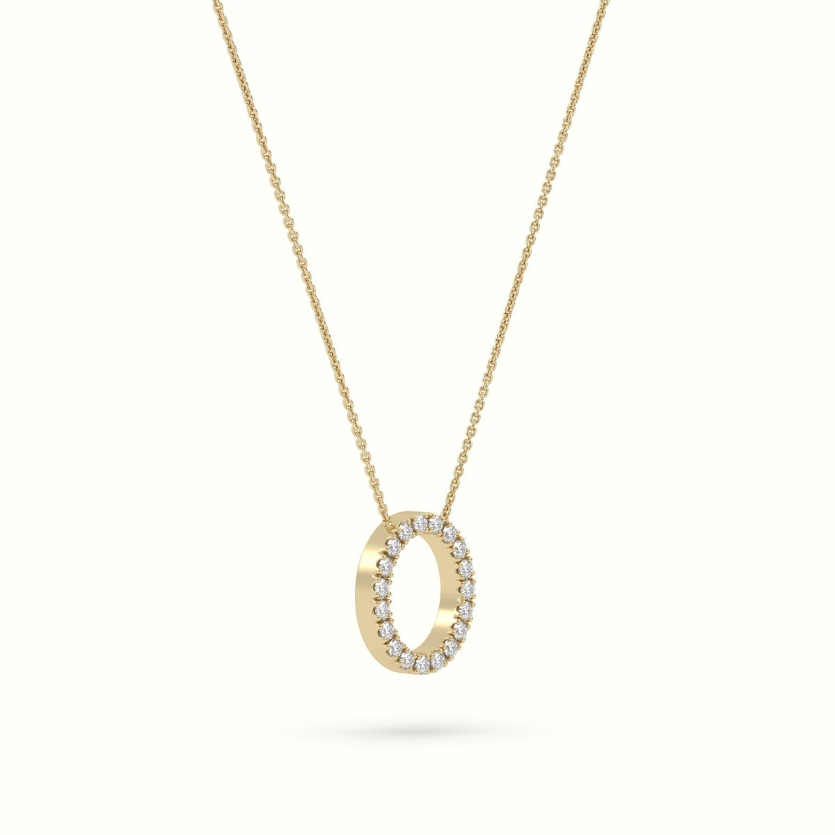 Initial "O" Diamond Necklace - 18k Gold — Yellow Gold