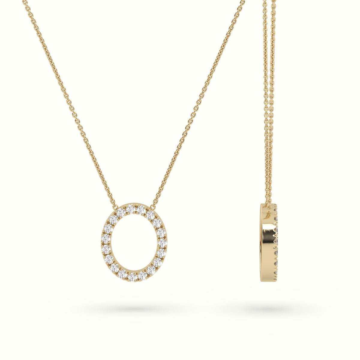 Initial "O" Diamond Necklace - 18k Gold — Yellow Gold
