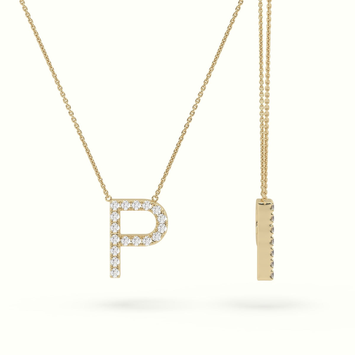 Initial "P" Diamond Necklace - 18k Gold — Yellow Gold