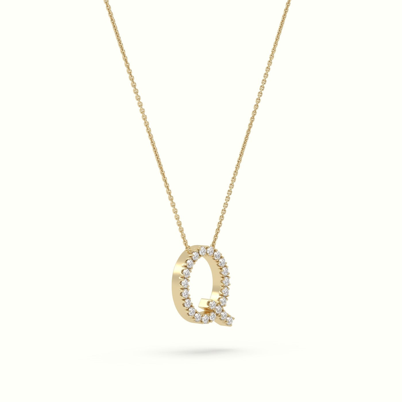 Initial "Q" Diamond Necklace - 18k Gold — Yellow Gold