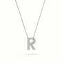 Initial "R" Diamond Necklace - 18k Gold — White Gold
