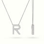 Initial "R" Diamond Necklace - 18k Gold — White Gold
