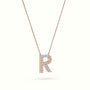Initial "R" Diamond Necklace - 18k Gold — Rose Gold