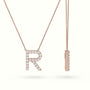 Initial "R" Diamond Necklace - 18k Gold — Rose Gold