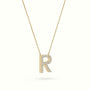 Initial "R" Diamond Necklace - 18k Gold — Yellow Gold