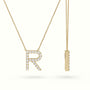 Initial "R" Diamond Necklace - 18k Gold — Yellow Gold