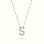 Initial "S" Diamond Necklace - 18k Gold — White Gold