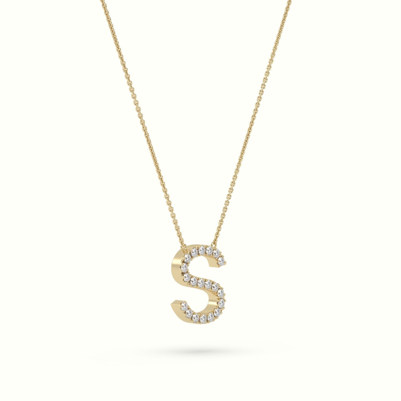 Initial "S" Diamond Necklace - 18k Gold — Yellow Gold