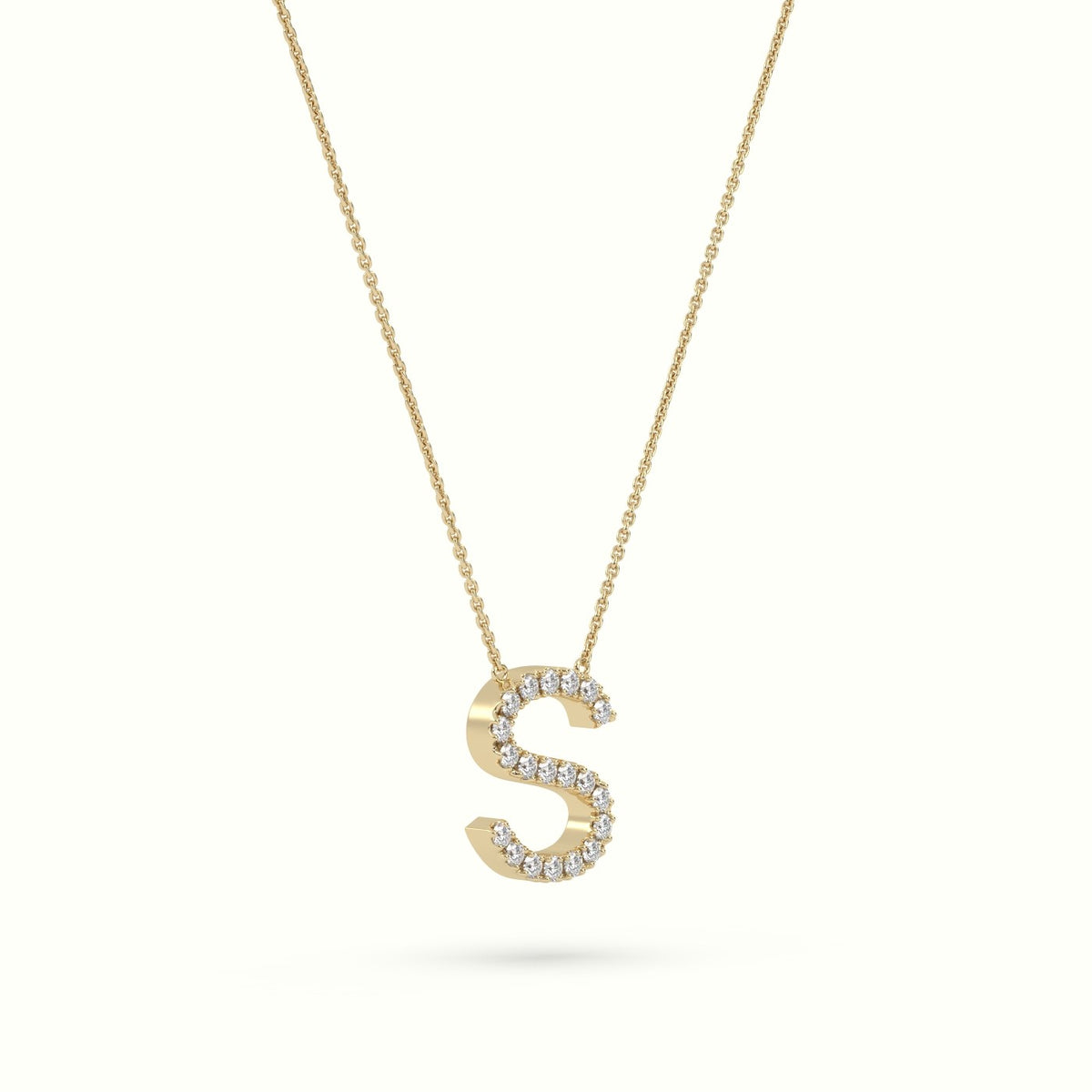 Initial "S" Diamond Necklace - 18k Gold — Yellow Gold