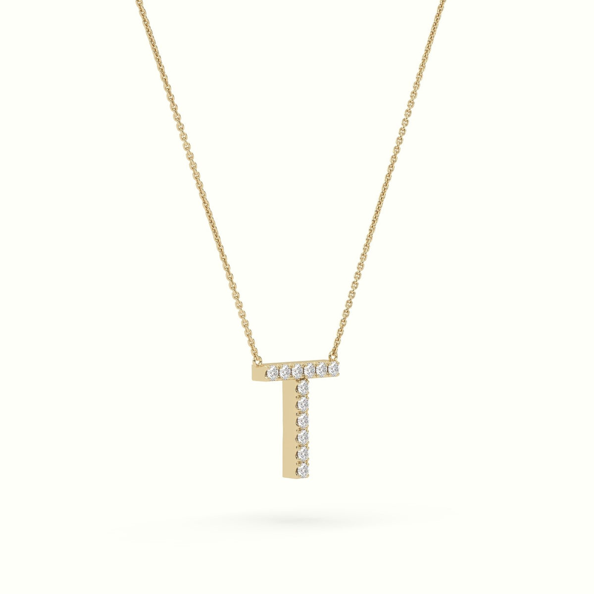 Initial "T" Diamond Necklace - 18k Gold — Yellow Gold