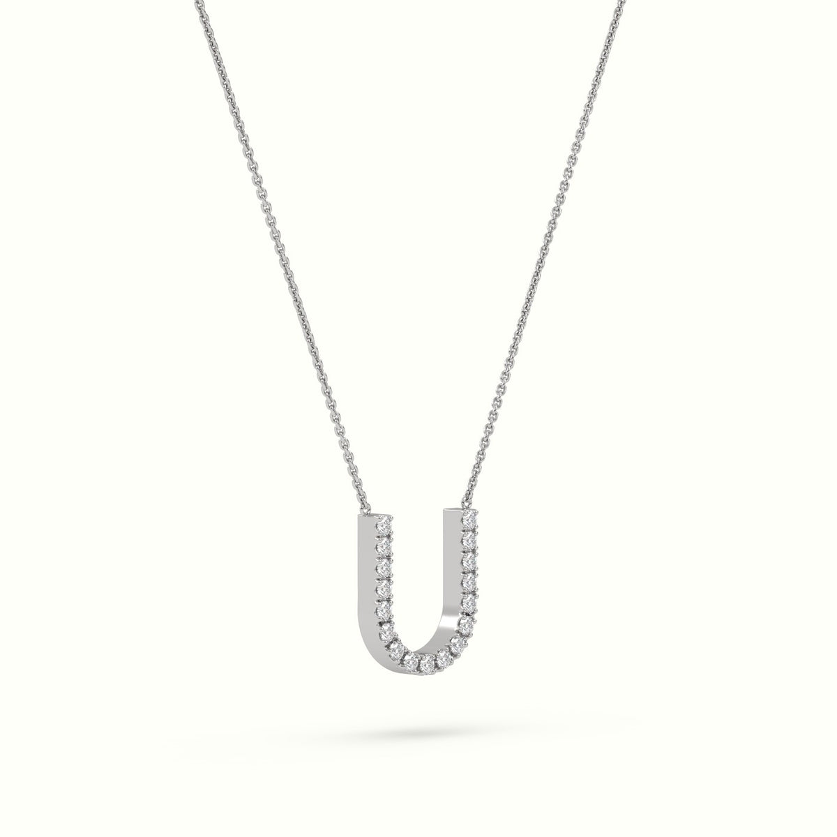 Initial "U" Diamond Necklace - 18k Gold — White Gold
