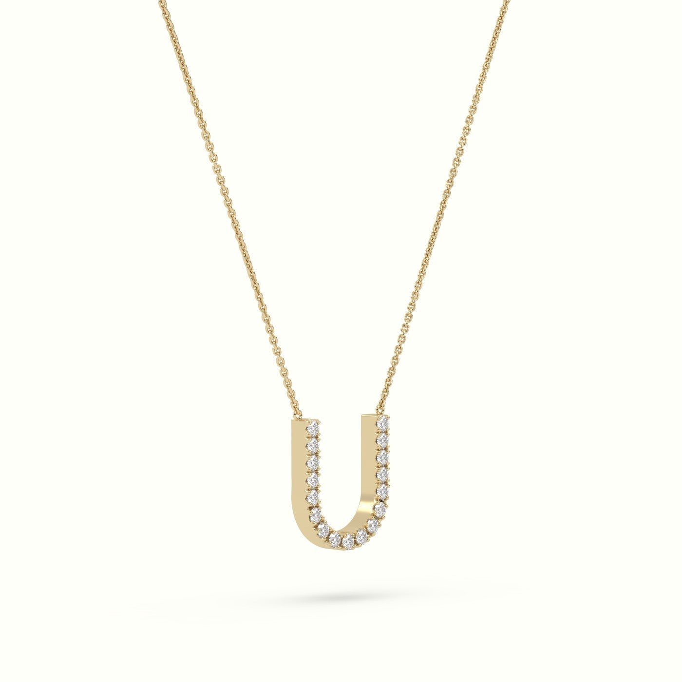 Initial "U" Diamond Necklace - 18k Gold — Yellow Gold