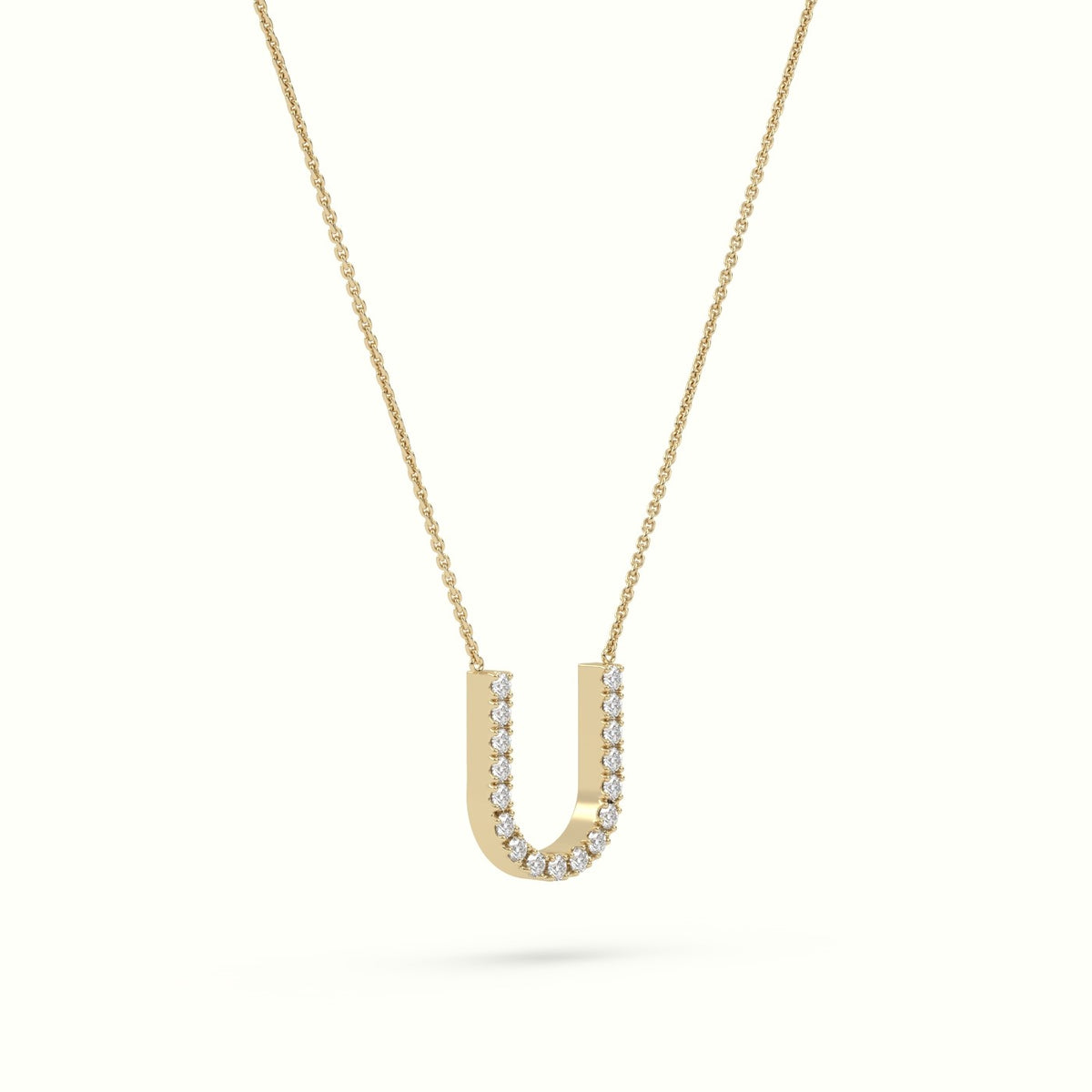 Initial "U" Diamond Necklace - 18k Gold — Yellow Gold