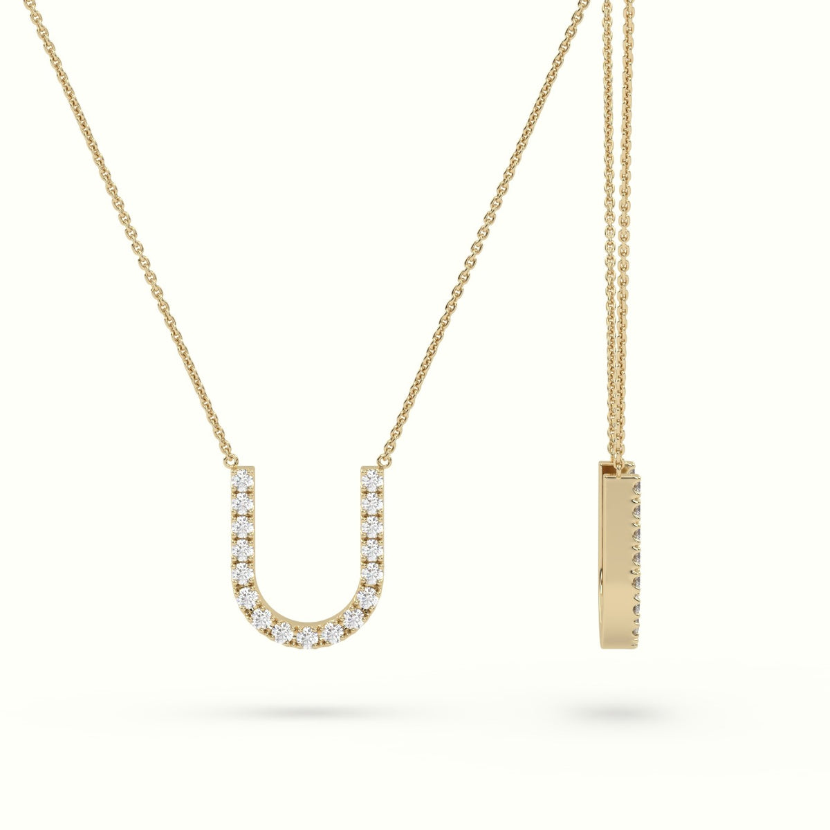 Initial "U" Diamond Necklace - 18k Gold — Yellow Gold