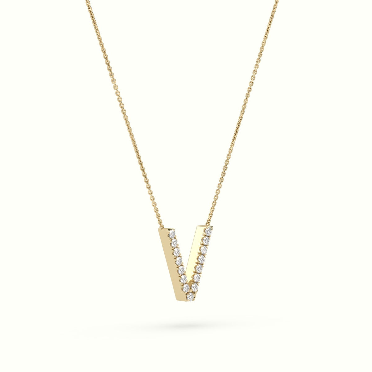 Initial "V" Diamond Necklace - 18k Gold — Yellow Gold