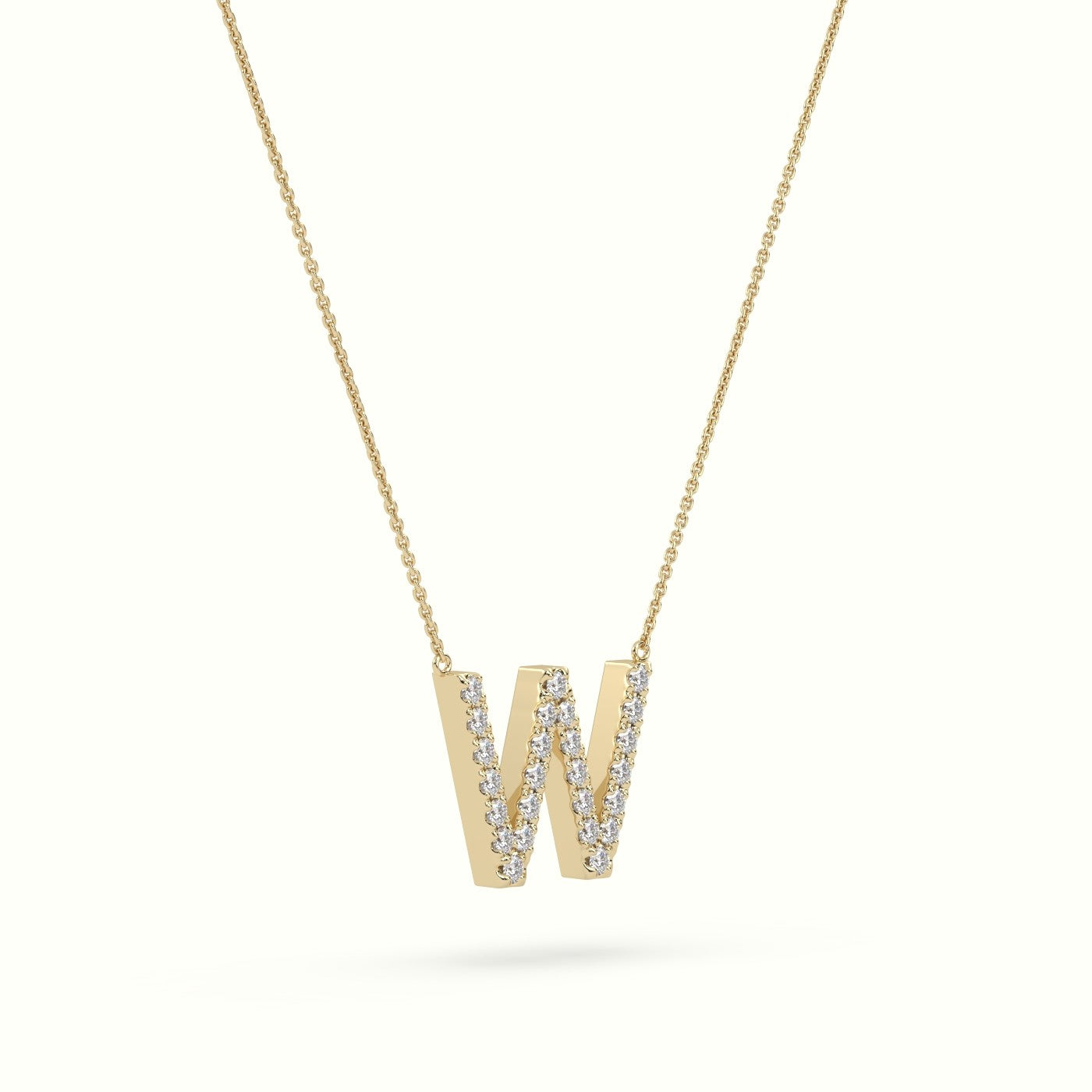 Initial "W" Diamond Necklace - 18k Gold — Yellow Gold
