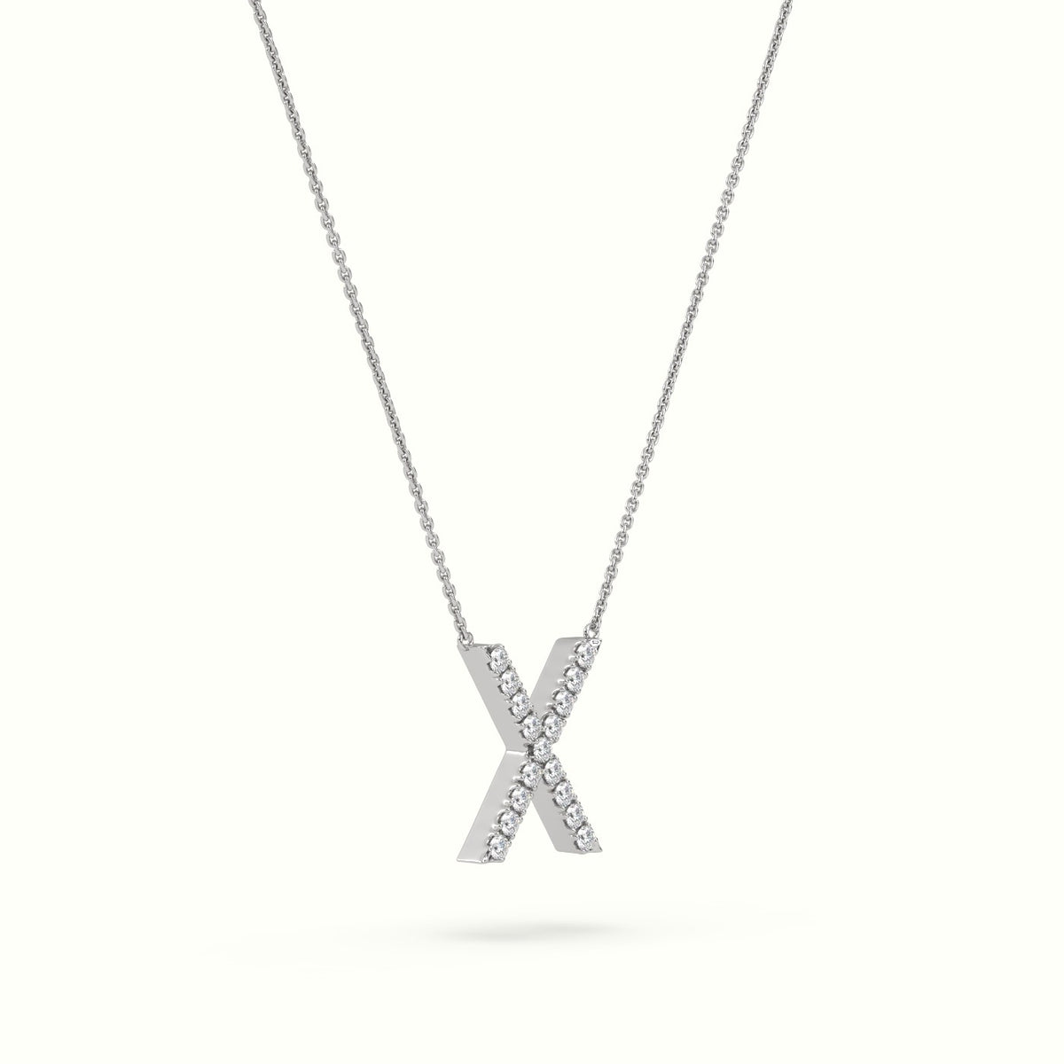 Initial "X" Diamond Necklace - 18k Gold — White Gold