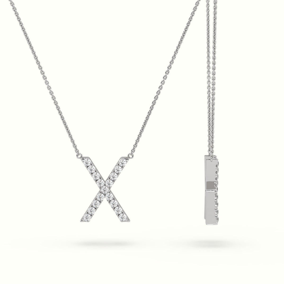 Initial "X" Diamond Necklace - 18k Gold — White Gold