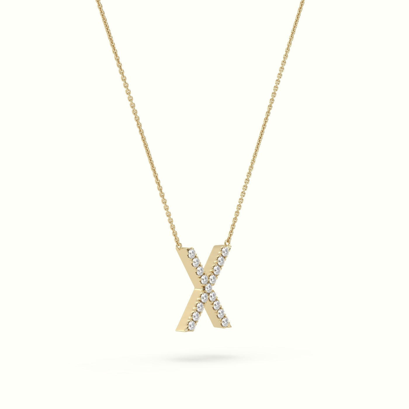 Initial "X" Diamond Necklace - 18k Gold — Yellow Gold