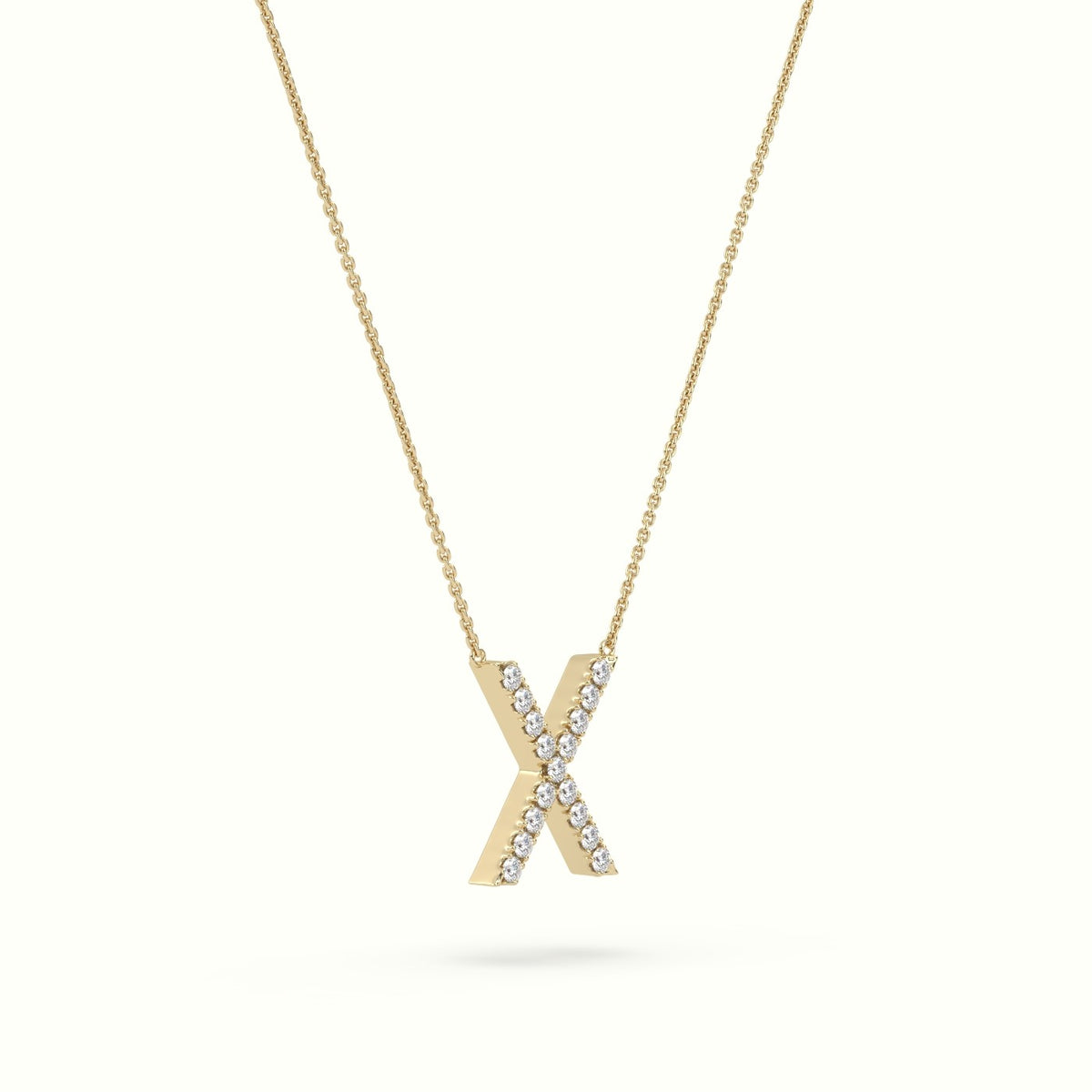 Initial "X" Diamond Necklace - 18k Gold — Yellow Gold