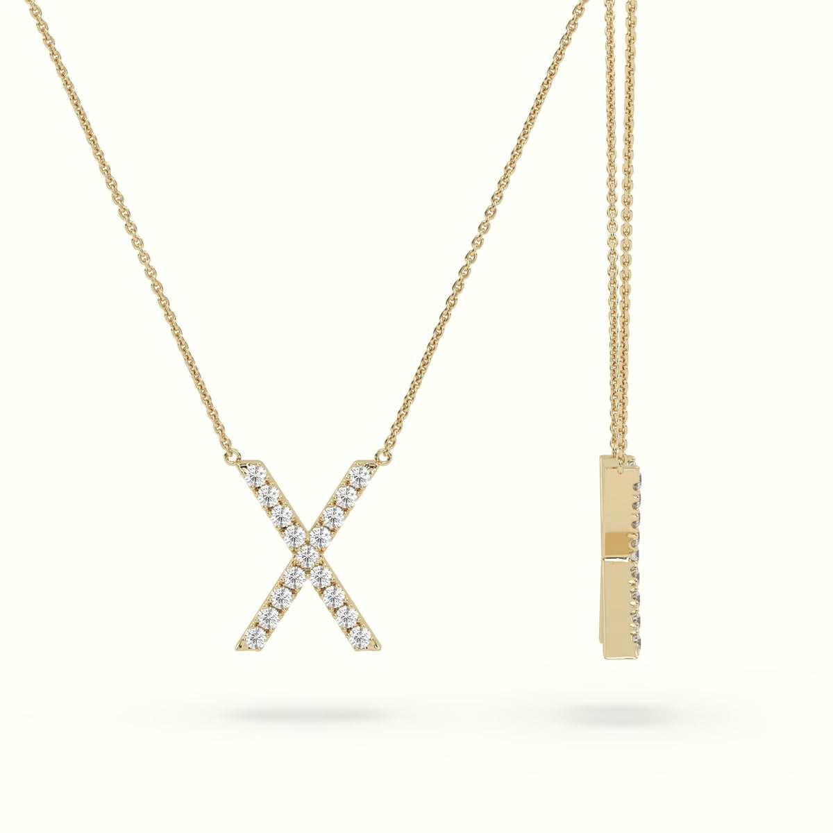 Initial "X" Diamond Necklace - 18k Gold — Yellow Gold