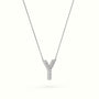 Initial "Y" Diamond Necklace - 18k Gold — White Gold