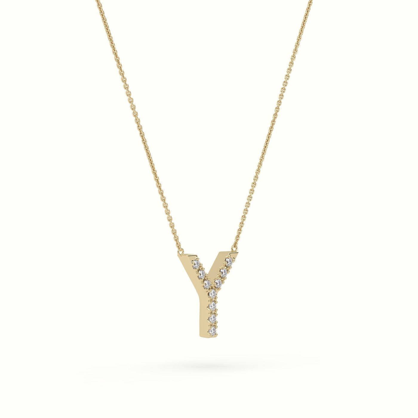 Initial "Y" Diamond Necklace - 18k Gold — Yellow Gold