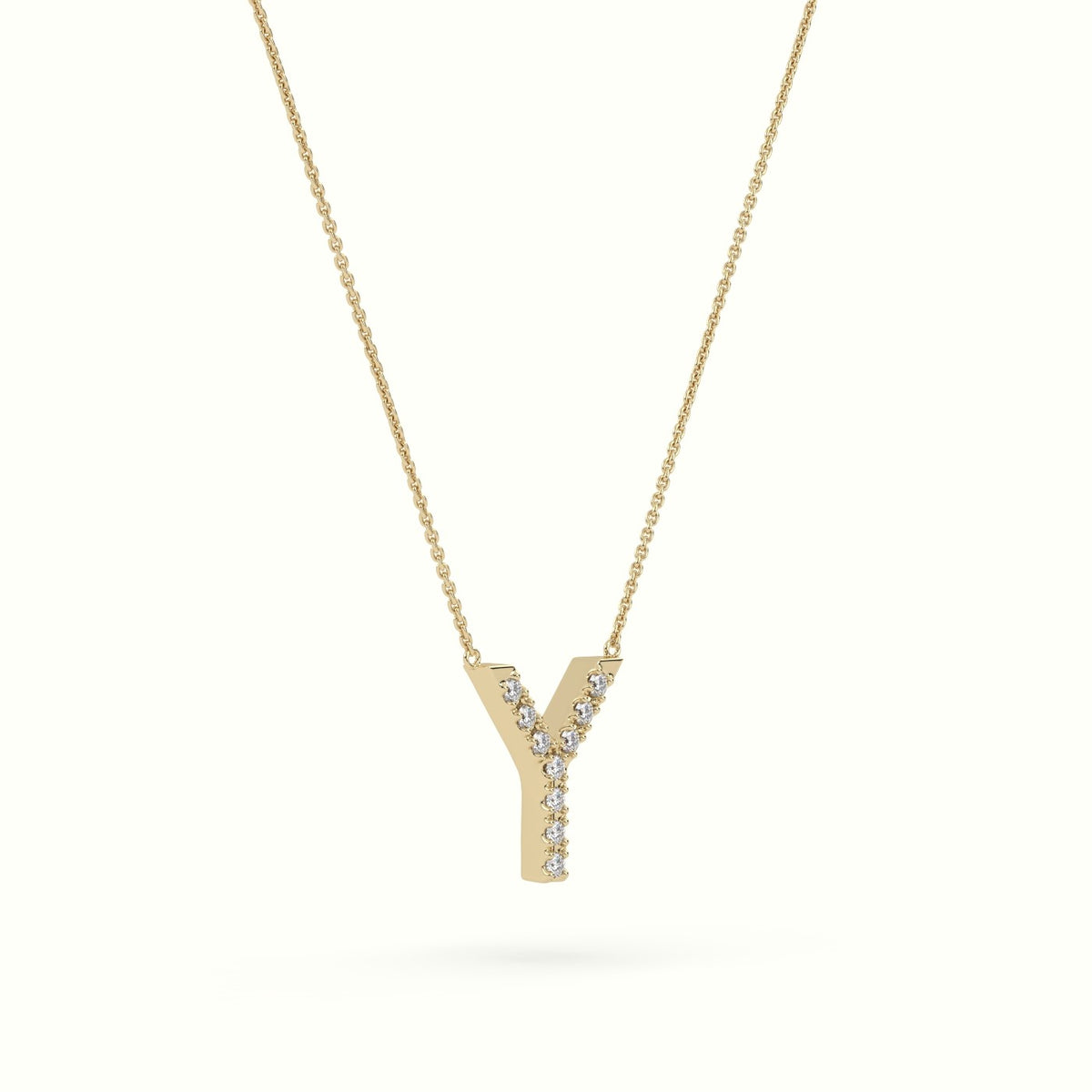 Initial "Y" Diamond Necklace - 18k Gold — Yellow Gold