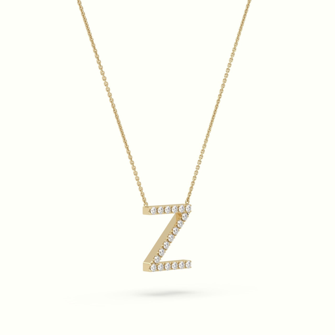 Initial "Z" Diamond Necklace - 18k Gold — Yellow Gold