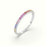 Rainbow Half Eternity Ring Natural Sapphires — White Gold