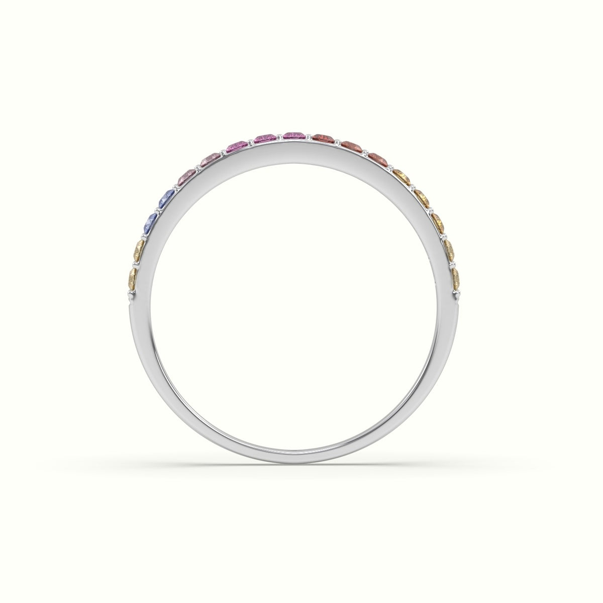 Rainbow Half Eternity Ring Natural Sapphires — White Gold