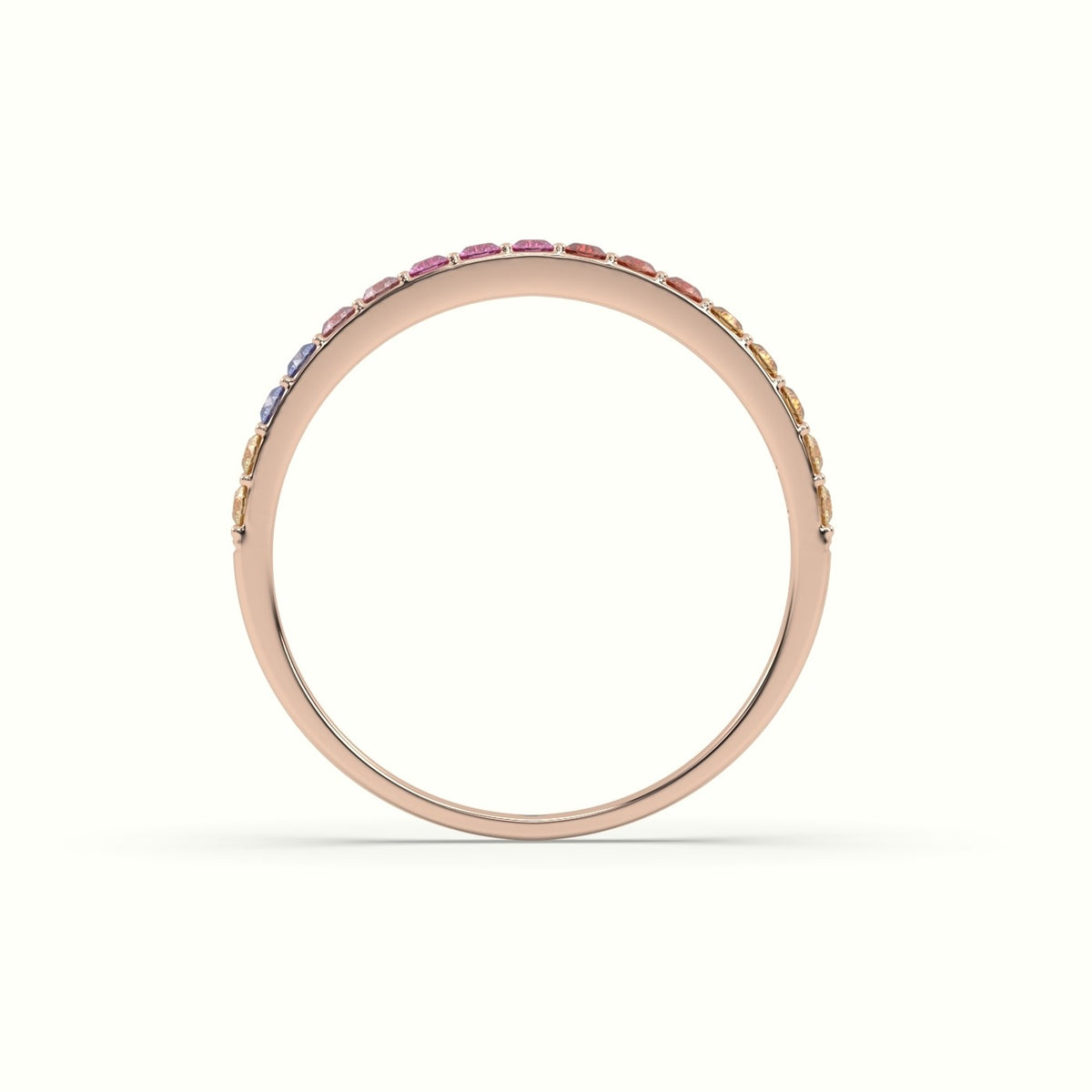Rainbow Half Eternity Ring Natural Sapphires — Rose Gold