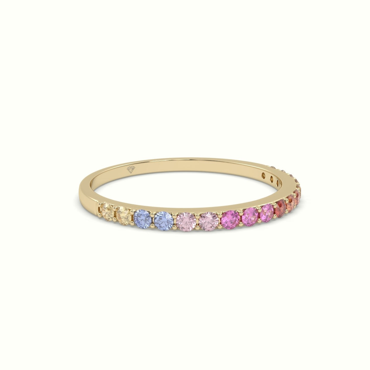 Rainbow Half Eternity Ring Natural Sapphires — Yellow Gold